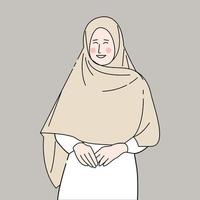 Beautiful muslimah smiling illustration vector