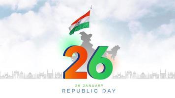 conceito de dia da república indiana com texto 26 de janeiro. video