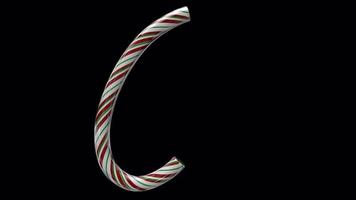 Glossy animated candy cane Christmas text typeface with alpha the character 0 video