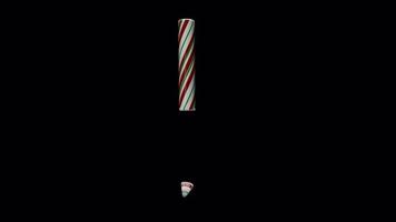 Glossy animated candy cane Christmas text typeface with alpha the character exclamation point video