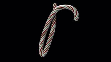 Glossy animated candy cane Christmas text typeface with alpha the character B video