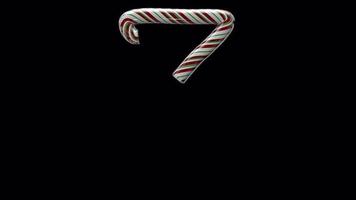 Glossy Candy cane Christmas text typeface with alpha channel the character 7 video