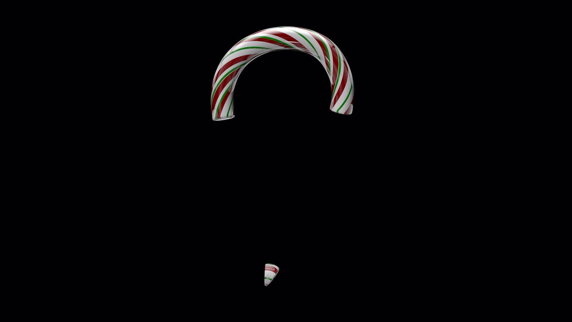 Glossy animated candy cane Christmas text typeface with alpha the