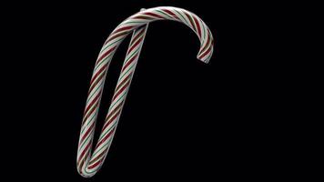 Glossy animated candy cane Christmas text typeface with alpha the character R video