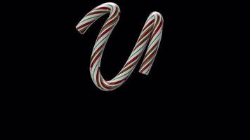 Glossy animated candy cane Christmas text typeface with alpha the character Y video