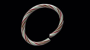 Glossy animated candy cane Christmas text typeface with alpha the character AT video