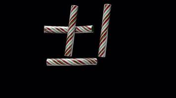 Glossy animated candy cane Christmas text typeface with alpha the character hASHTAG video