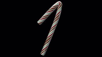 Glossy animated candy cane Christmas text typeface with alpha the character 1 video