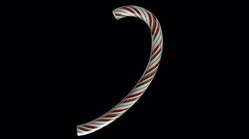 Glossy animated candy cane Christmas text typeface with alpha the character 9 video