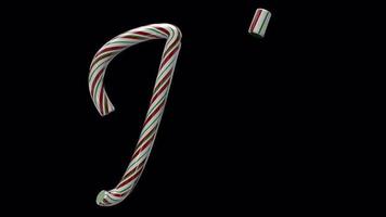 glansig animerad godis sockerrör jul text typsnitt med alfa de karaktär h video