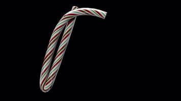 Glossy animated candy cane Christmas text typeface with alpha the character D video