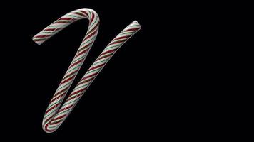 Glossy animated candy cane Christmas text typeface with alpha the character N video