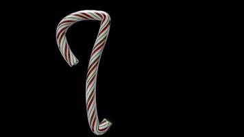 Glossy animated candy cane Christmas text typeface with alpha the character V video