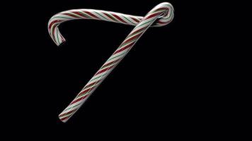 Glossy animated candy cane Christmas text typeface with alpha the character Z video