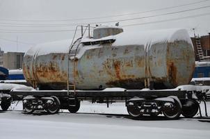 Parts of the snowy freight railcar photo