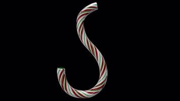 Glossy animated candy cane Christmas text typeface with alpha the character 8 video