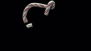 Glossy animated candy cane Christmas text typeface with alpha the character F video