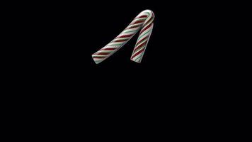 Glossy animated candy cane Christmas text typeface with alpha the character 4 video