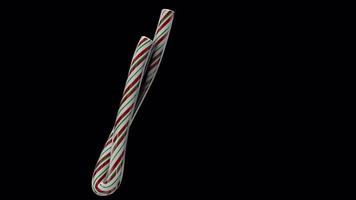 Glossy animated candy cane Christmas text typeface with alpha the character P video