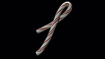 Glossy animated candy cane Christmas text typeface with alpha the character L video