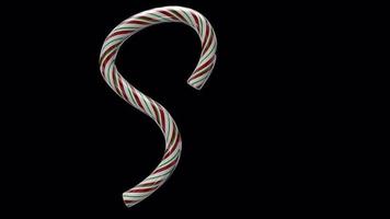 Glossy animated candy cane Christmas text typeface with alpha the character S video