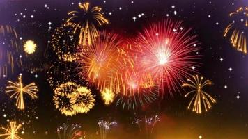 divers feux d'artifice explosant la nuit du nouvel an. video