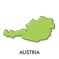 Map of Austria - simple hand drawn stylized concept with sketch black line outline contour map. Vector illustration isolated on white. European country border silhouette drawing