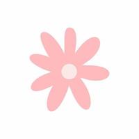 Simple flower in doodle style. Spring and summer. Cute sticker. Pink chamomile. vector