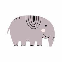 lindo elefante sobre fondo blanco. ilustración de garabatos vectoriales. cartel para guardería. vector