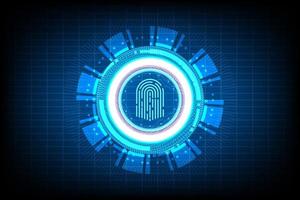 vector abstract security system concept with fingerprint on technology background.