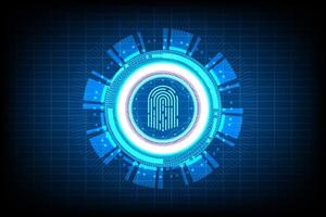 vector abstract security system concept with fingerprint on technology background.