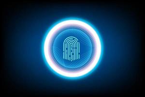 vector abstract security system concept with fingerprint on technology background.