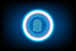 vector abstract security system concept with fingerprint on technology background.