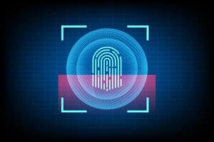 vector abstract security system concept with fingerprint on technology background.