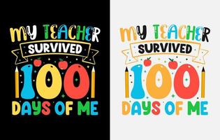 Camiseta de 100 días de escuela, conjunto de diseño de camiseta de cien días vector