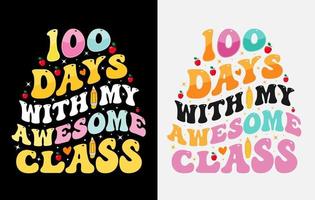 100 días de escuela, diseño de camiseta de cien días, camiseta de celebración de 100 días vector