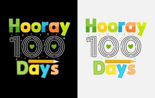 100 días de escuela, diseño de camiseta de cien días, camiseta de celebración de 100 días vector