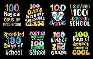 100th days of school t shirt Bundle, hundred days t shirt design set vector