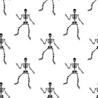 Black skeletons in various poses pattern. Halloween design. Perfect for fall, holidays, fabric, textile. Seamless repeat swatch. vector