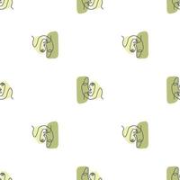 Surreal Faces One Line Seamless Pattern . Abstract Minimalistic Art design for print, cover, wallpaper, Minimal and natural wall art. Vector illustration on white background.