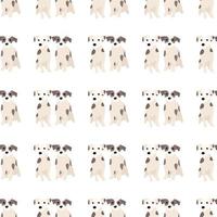 Cute dogs Jack Russell Terrier. Fanny animals . Vector hand drawn seamless pattern. Perfect for baby, kids apparel, print design, textile. White background.