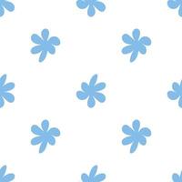 Floral seamless vector pattern with flowers. Spring flora. Simple hand-drawn kids style. Pretty ditsy for fabric, textile, wallpaper. Digital paper in white background
