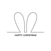 Continuous drawing of a single rabbit line. Christmas card in the style of light art with a rabbit. Minimalist contour illustration of a bunny for design vector