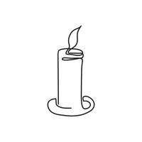 A burning fiery candle. Continuous drawing in one line. Candle icon. Vector illustration