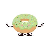 Bright donut in the style of kawaii. Vector illustration of dessert.