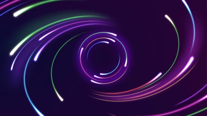 Abstract Multicolor Ring Line of Light Background. Widescreen Illustration