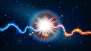 Dazzling Big Starlight with thunderbolt, Science Background. Vector Illustration