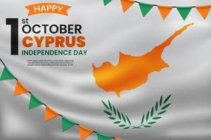 Happy Independence Day of Cyprus with Waving Flag Background. Vector Illustration