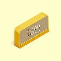 yellow electronic alarm clock. 8 am vector