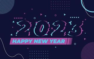 Happy new year 2023, 2023 logo with glitch effect vector template, Applicable for banner design, calendar, invitation, party flyer, etc.